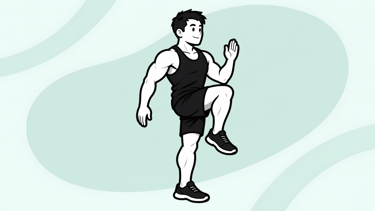Knee-raise illustration for the getting-active-with-diabetes theme