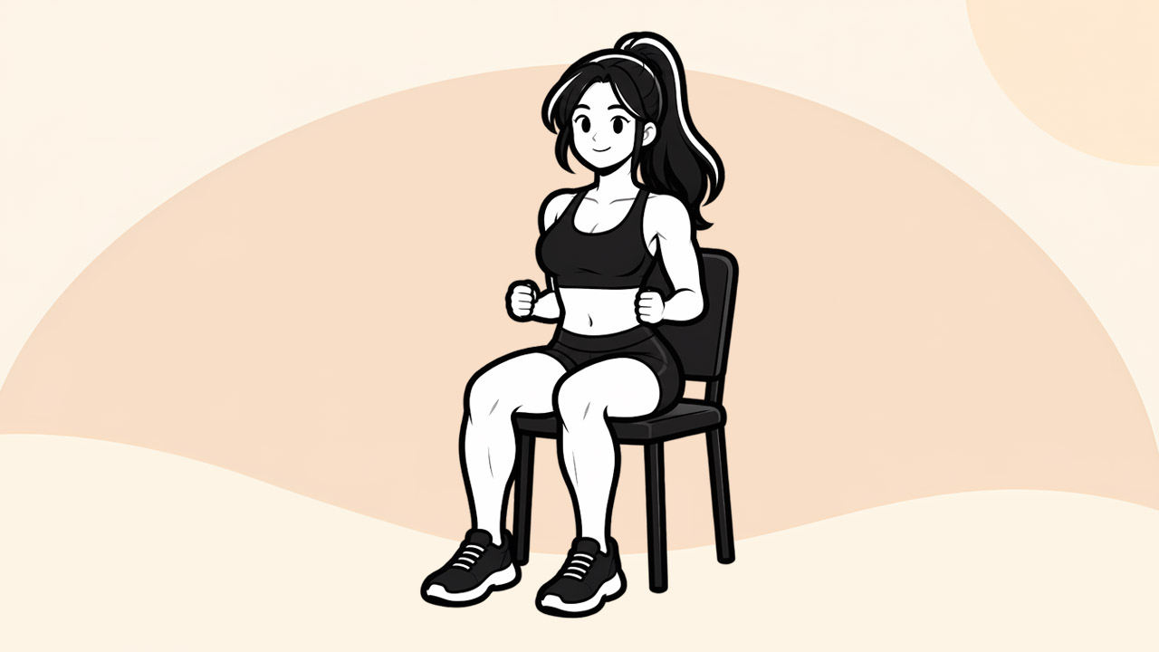 Seated movement illustration for the older-adult activity theme