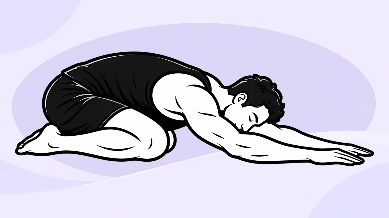 Child’s pose stretch illustration